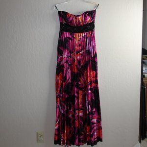 SPEECHLESS JUNIORS MAXI PLEATED MULTI COLOR LONG DRESS SZ M POLYESTER #x19031DLH